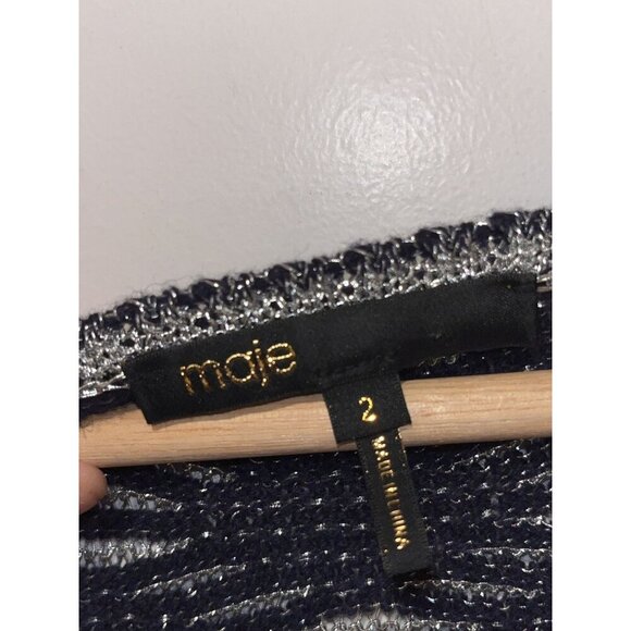 Maje Black V-Neck Long Sleeve Pullover Women's Sweater Size 2 (MEDIUM) - Picture 4 of 8